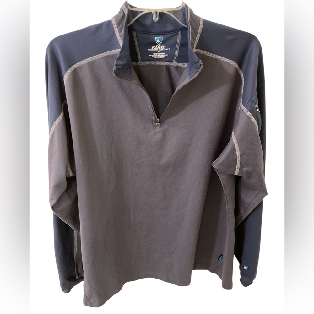 Kuhl Men’s Technikore 1/4 Zip Pullover Fleece Blue Grey XL